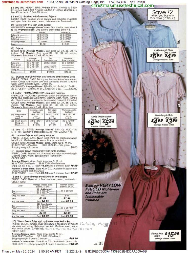 1983 Sears Fall Winter Catalog, Page 191