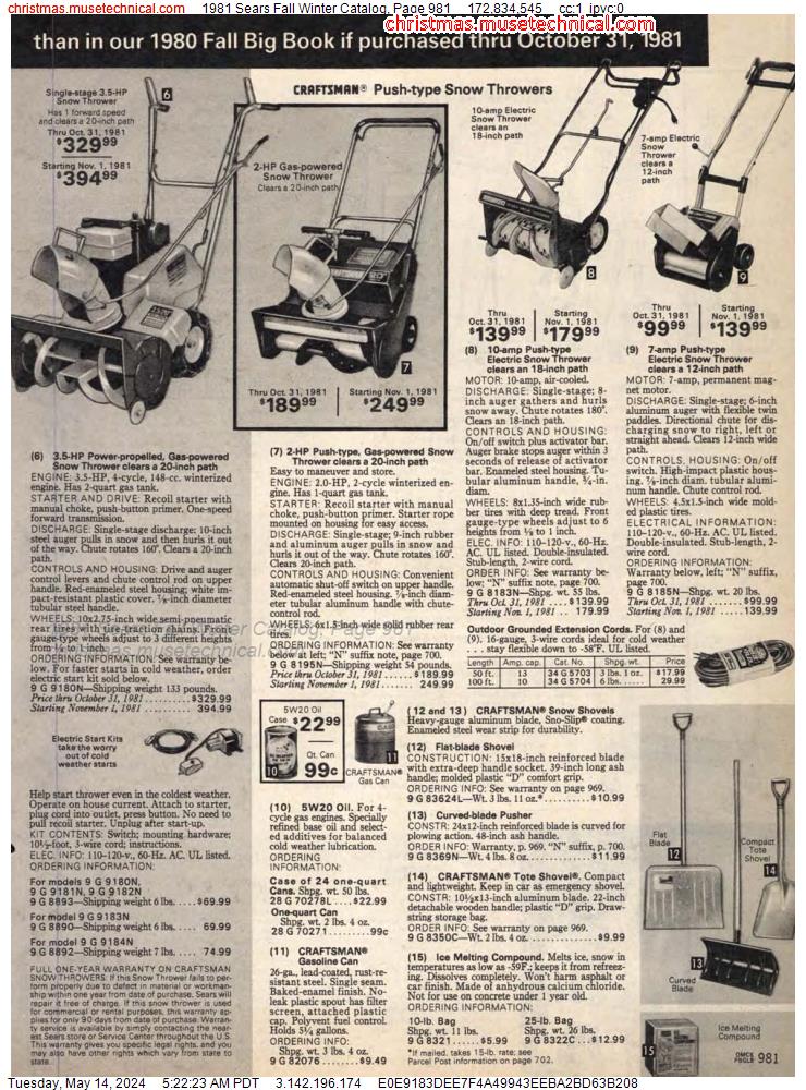 1981 Sears Fall Winter Catalog, Page 981