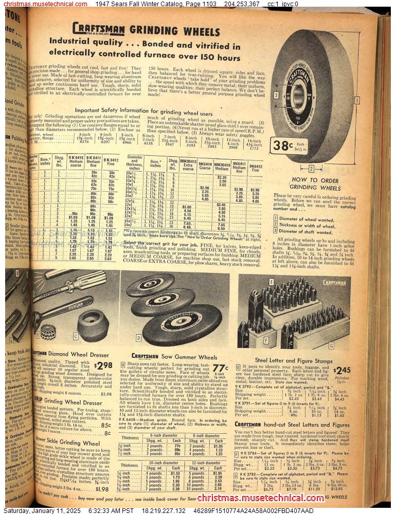 1947 Sears Fall Winter Catalog, Page 1103