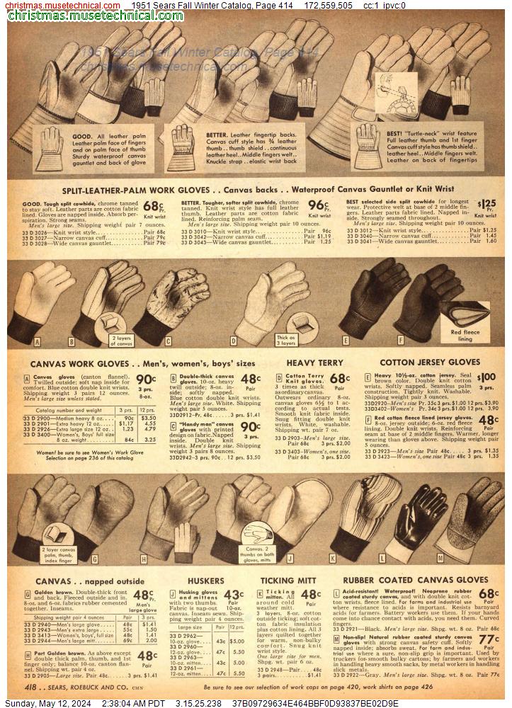 1951 Sears Fall Winter Catalog, Page 414