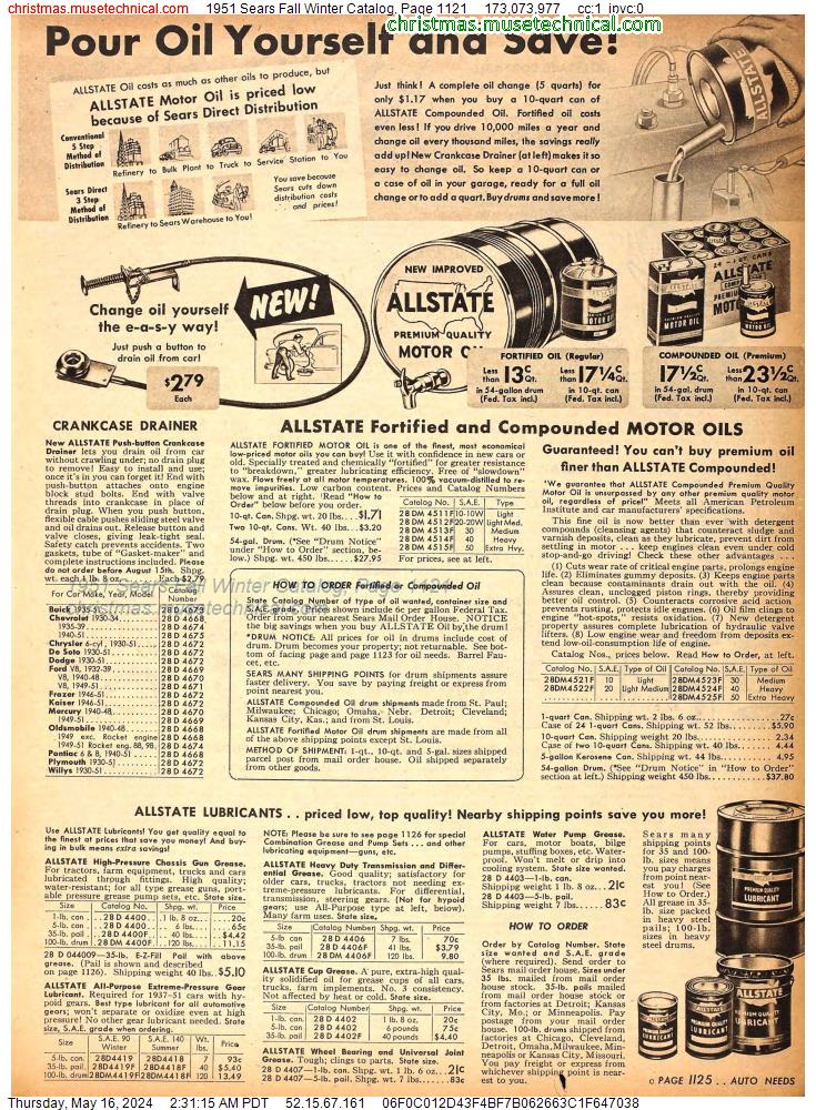 1951 Sears Fall Winter Catalog, Page 1121