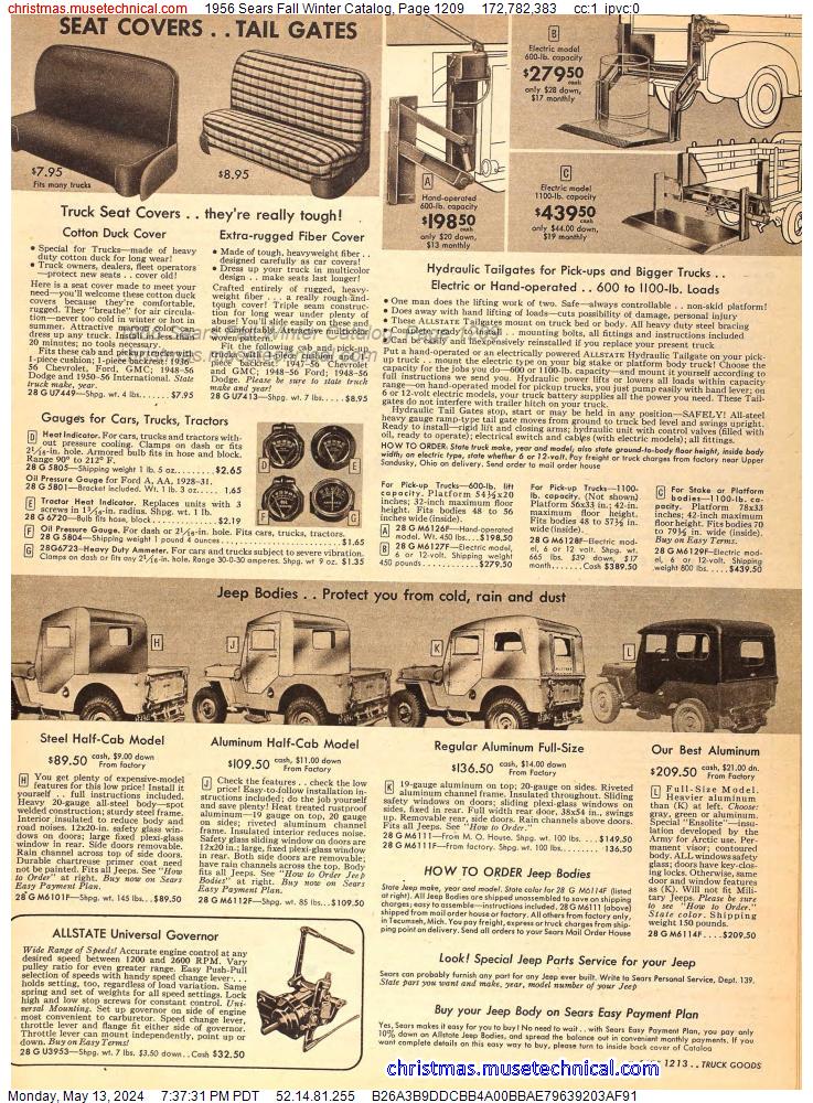 1956 Sears Fall Winter Catalog, Page 1209