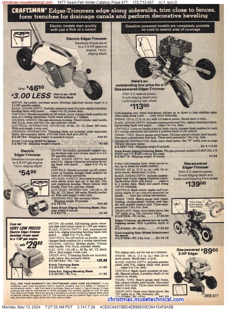 1977 Sears Fall Winter Catalog, Page 877