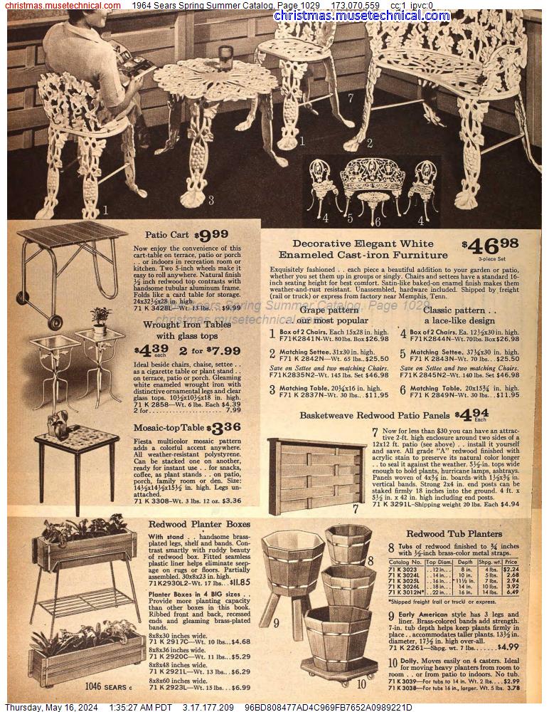 1964 Sears Spring Summer Catalog, Page 1029