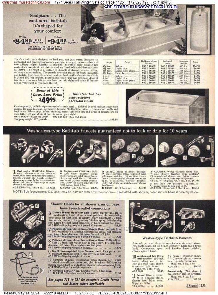 1971 Sears Fall Winter Catalog, Page 1125