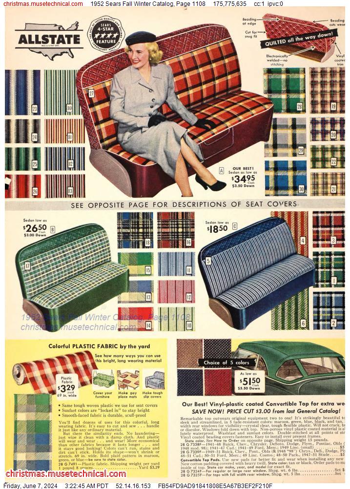 1952 Sears Fall Winter Catalog, Page 1108