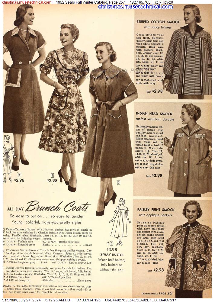 1952 Sears Fall Winter Catalog, Page 257