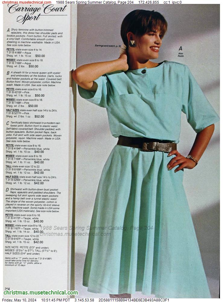 1988 Sears Spring Summer Catalog, Page 204