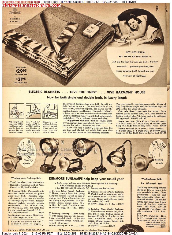 1948 Sears Fall Winter Catalog, Page 1013