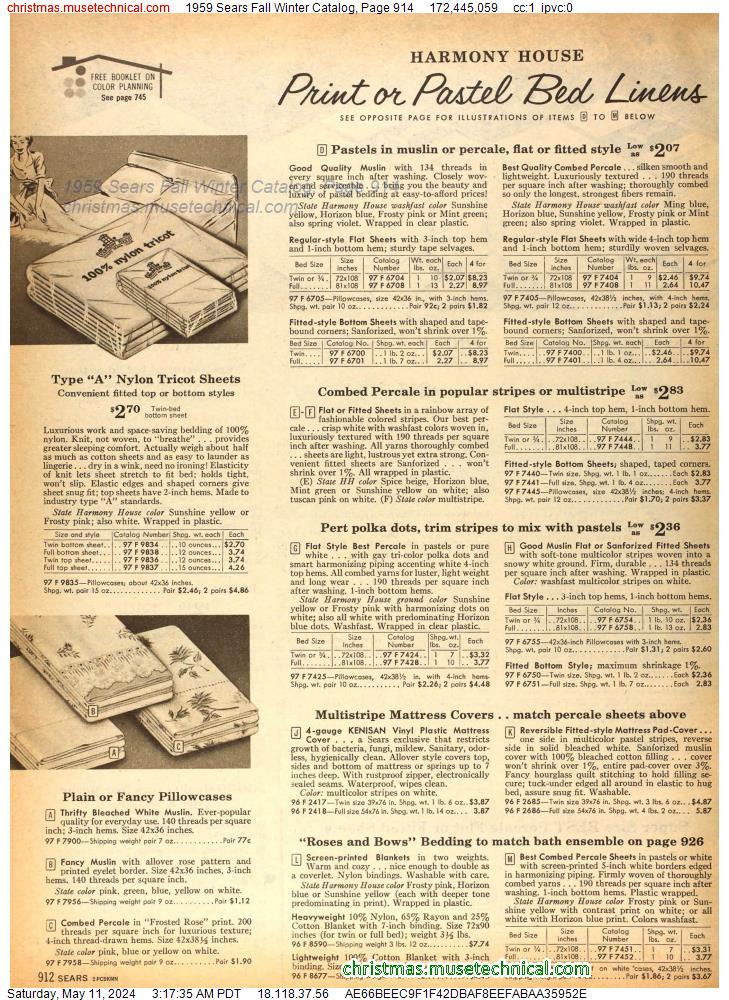 1959 Sears Fall Winter Catalog, Page 914