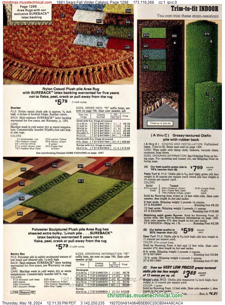 1981 Sears Fall Winter Catalog, Page 1298