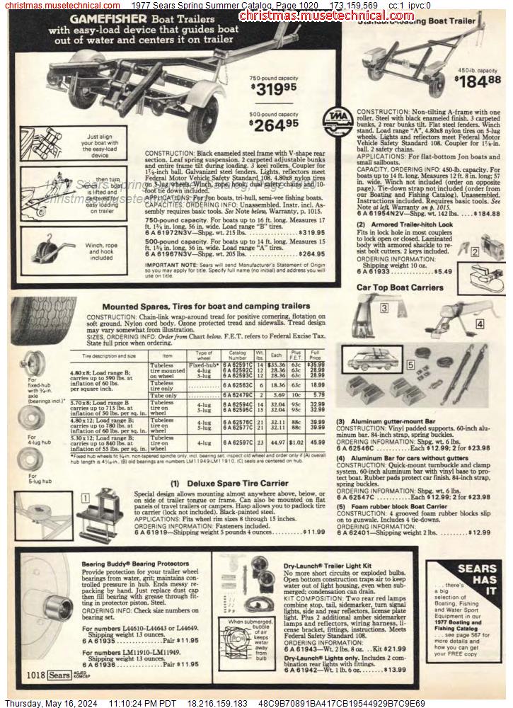 1977 Sears Spring Summer Catalog, Page 1020