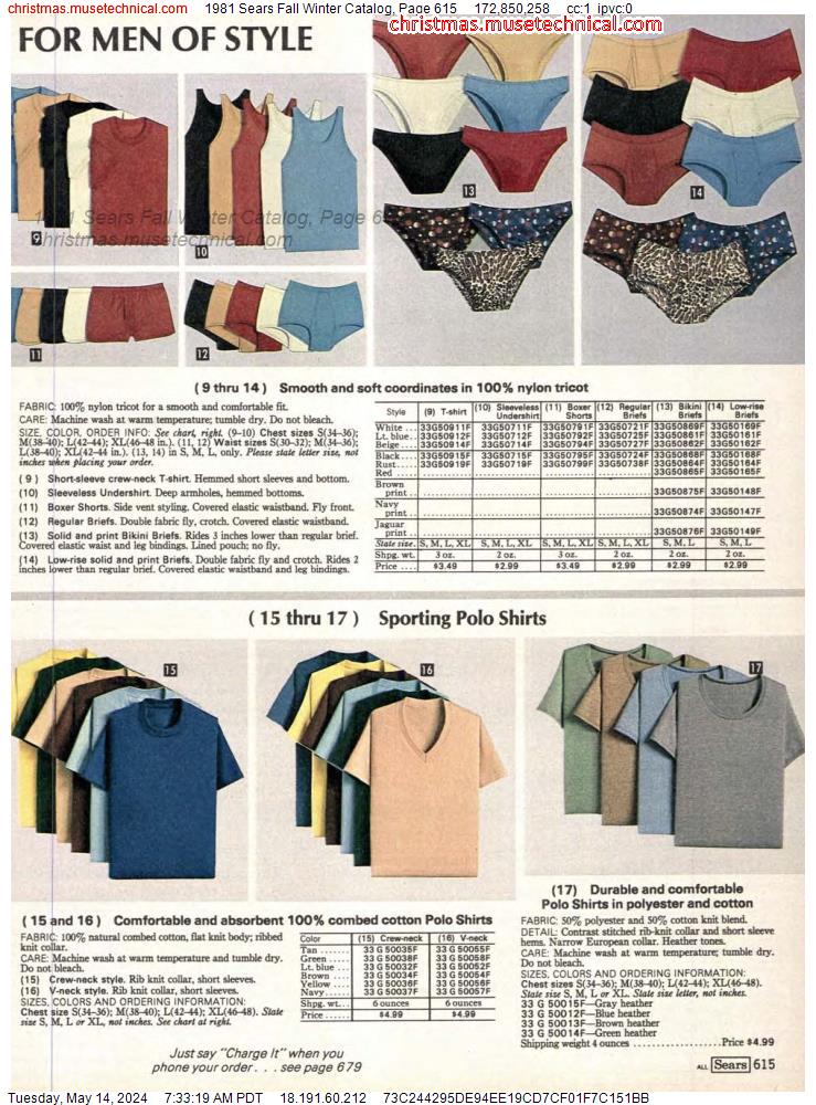 1981 Sears Fall Winter Catalog, Page 615
