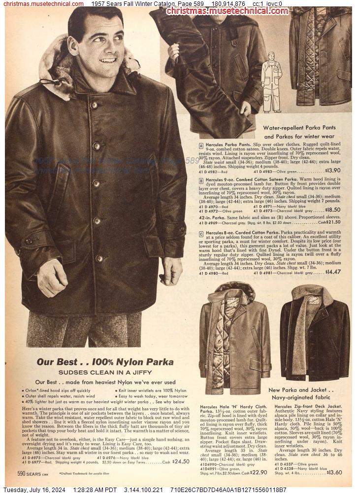 1957 Sears Fall Winter Catalog, Page 589