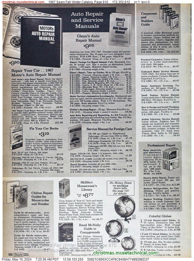 1967 Sears Fall Winter Catalog, Page 910