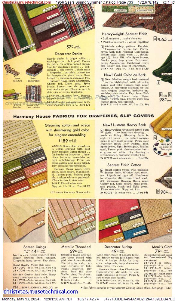 1956 Sears Spring Summer Catalog, Page 733