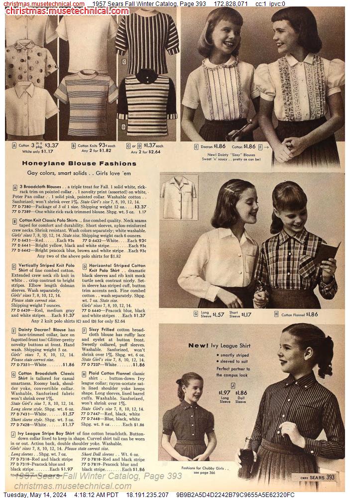 1957 Sears Fall Winter Catalog, Page 393