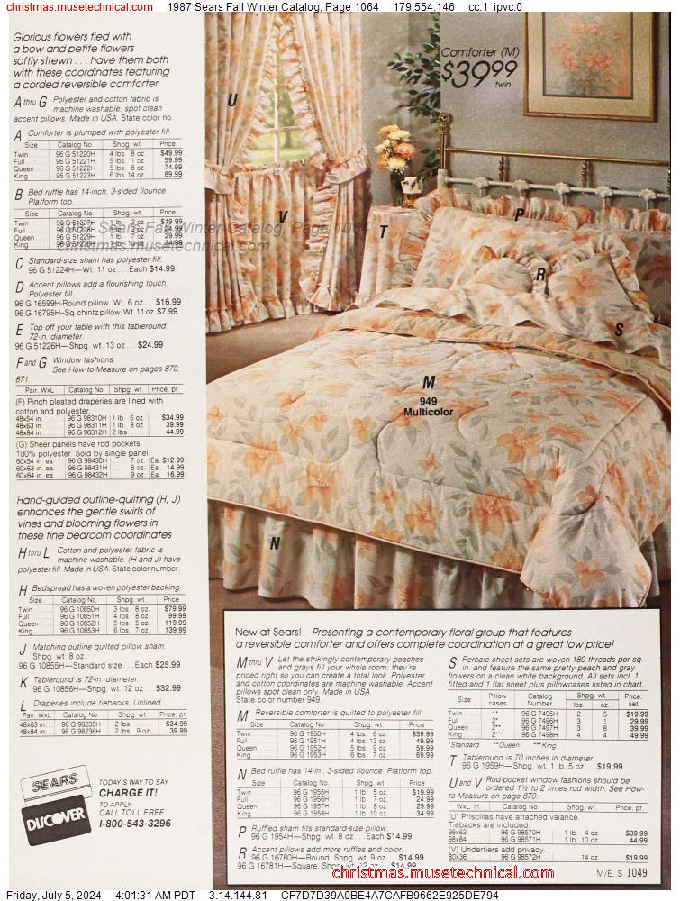 1987 Sears Fall Winter Catalog, Page 1064