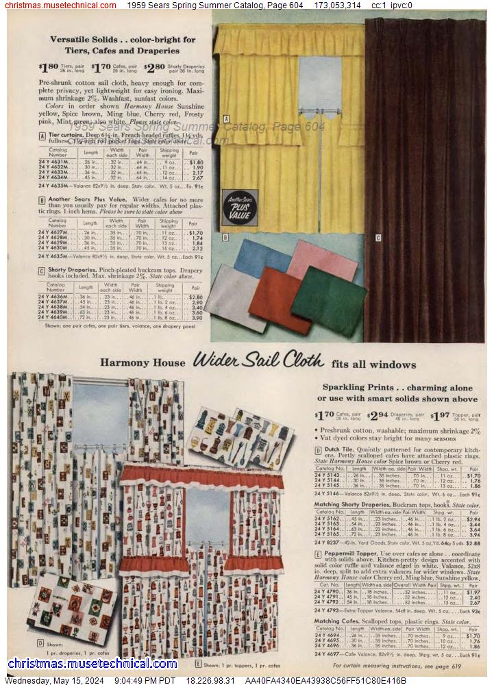 1959 Sears Spring Summer Catalog, Page 604