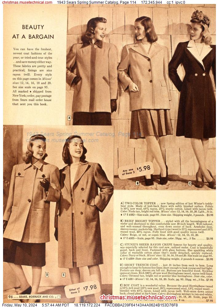 1943 Sears Spring Summer Catalog, Page 114