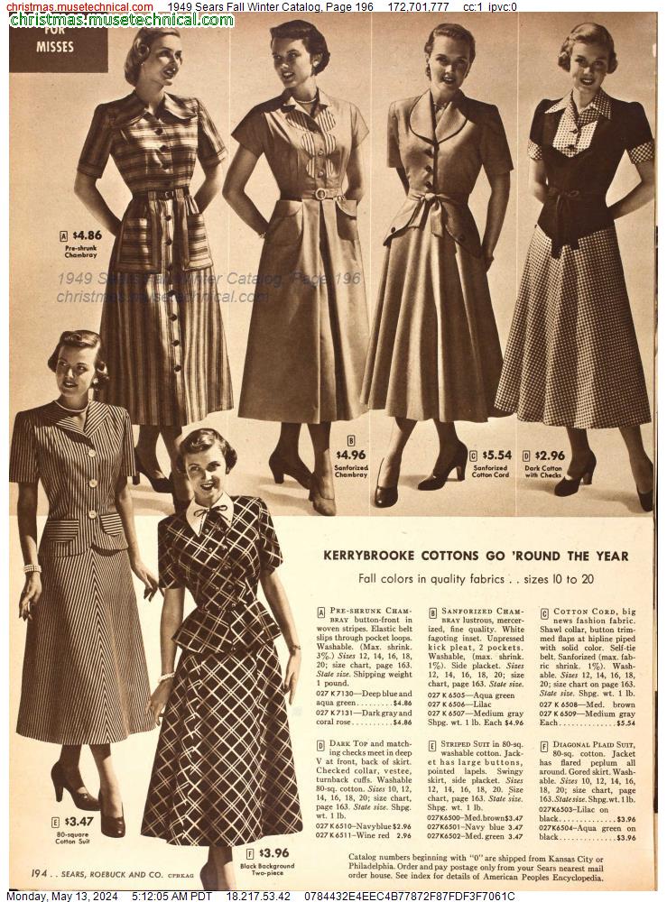 1949 Sears Fall Winter Catalog, Page 196