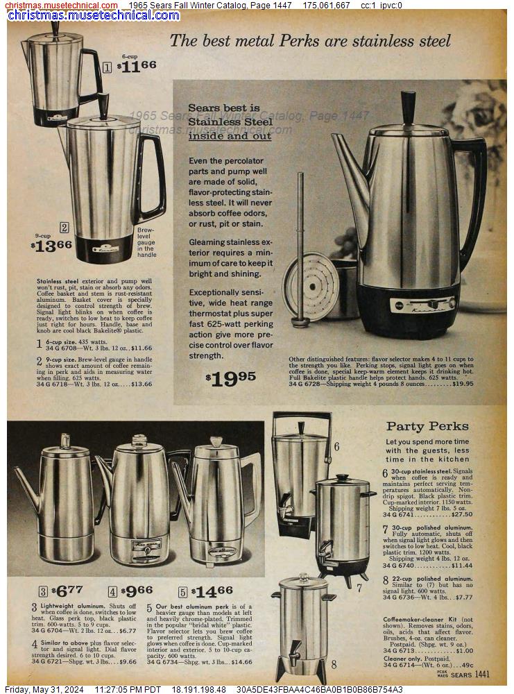 1965 Sears Fall Winter Catalog, Page 1447