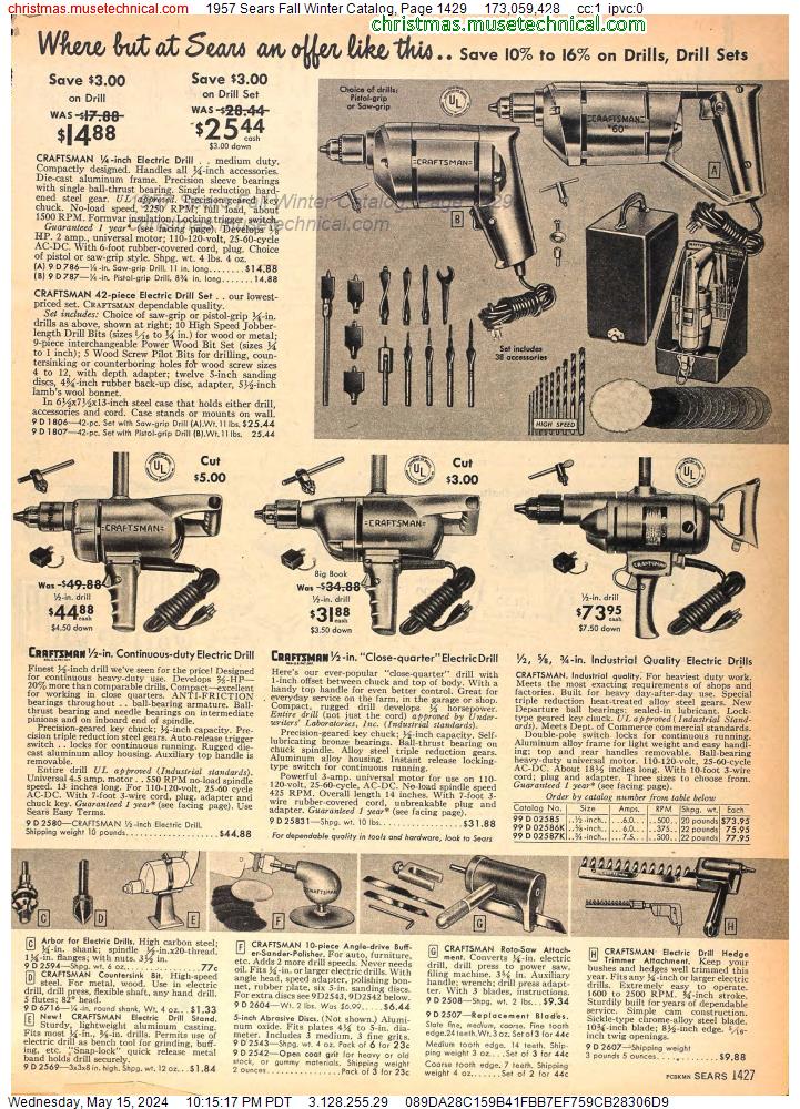 1957 Sears Fall Winter Catalog, Page 1429