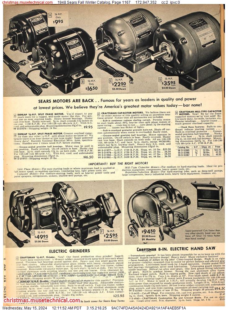 1948 Sears Fall Winter Catalog, Page 1167