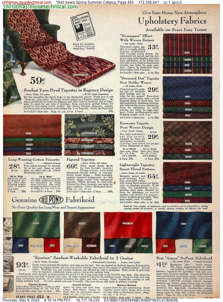 1940 Sears Spring Summer Catalog, Page 493