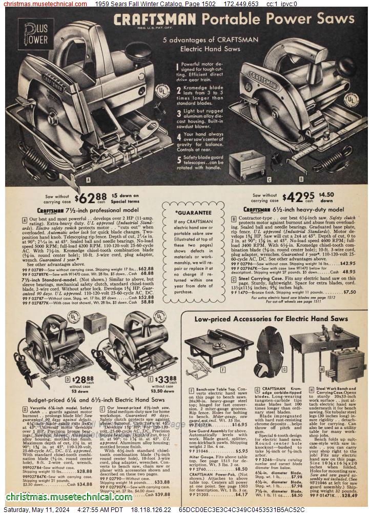 1959 Sears Fall Winter Catalog, Page 1502