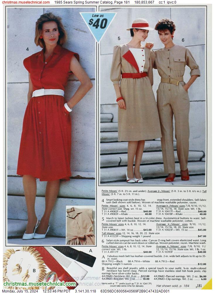 1985 Sears Spring Summer Catalog, Page 181