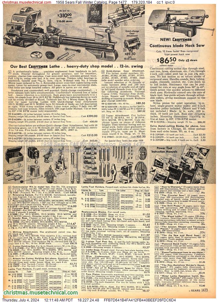 1958 Sears Fall Winter Catalog, Page 1477