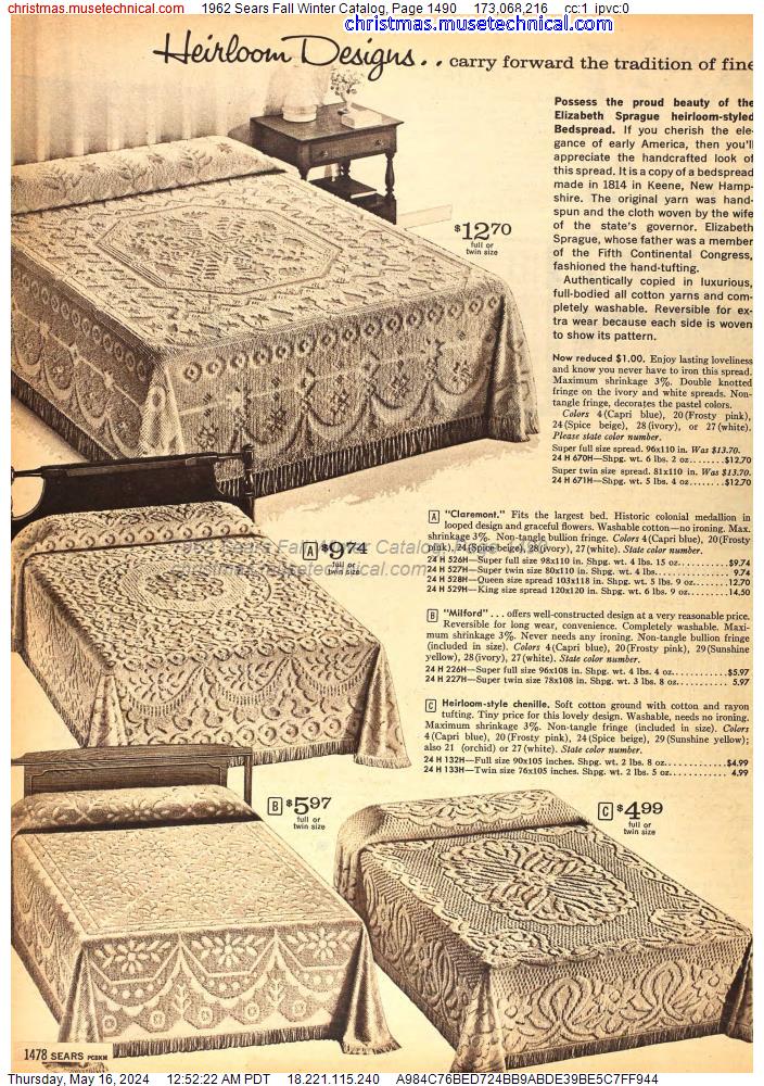 1962 Sears Fall Winter Catalog, Page 1490