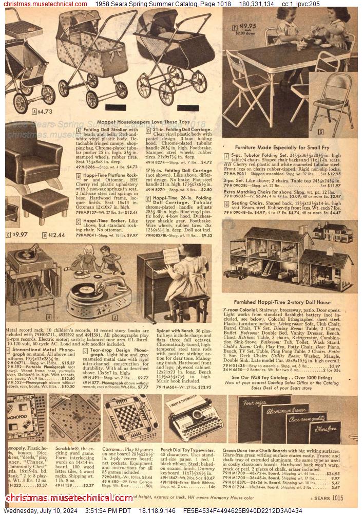 1958 Sears Spring Summer Catalog, Page 1018