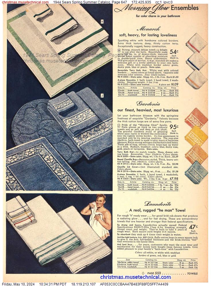 1944 Sears Spring Summer Catalog, Page 647