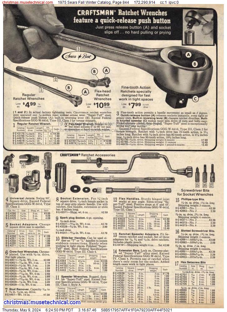 1975 Sears Fall Winter Catalog, Page 844
