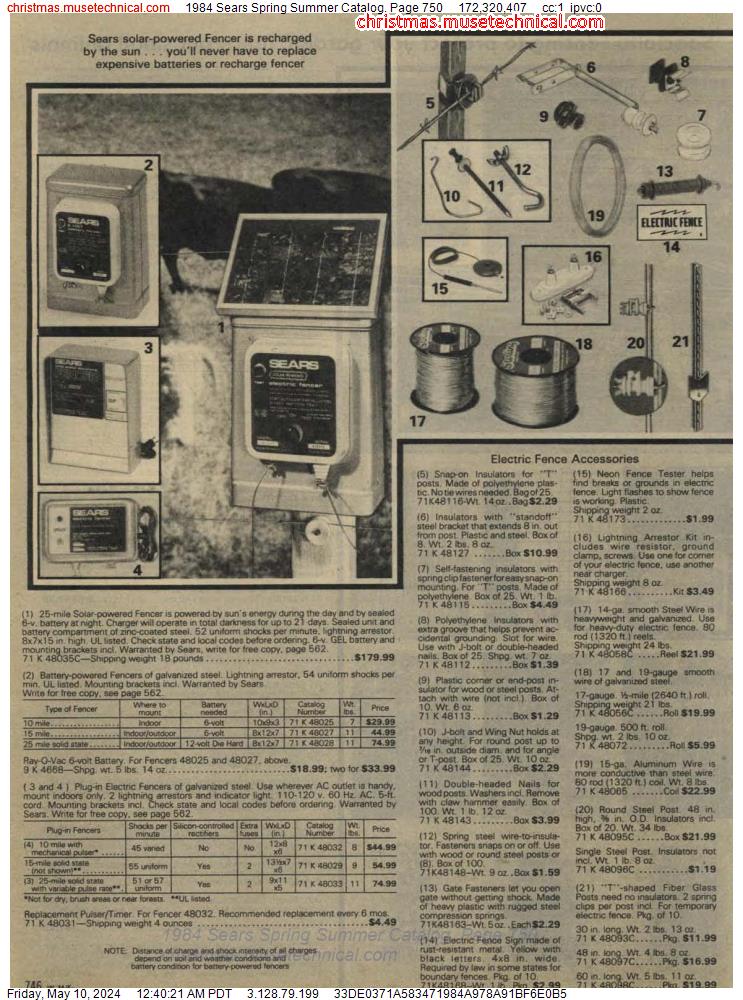 1984 Sears Spring Summer Catalog, Page 750