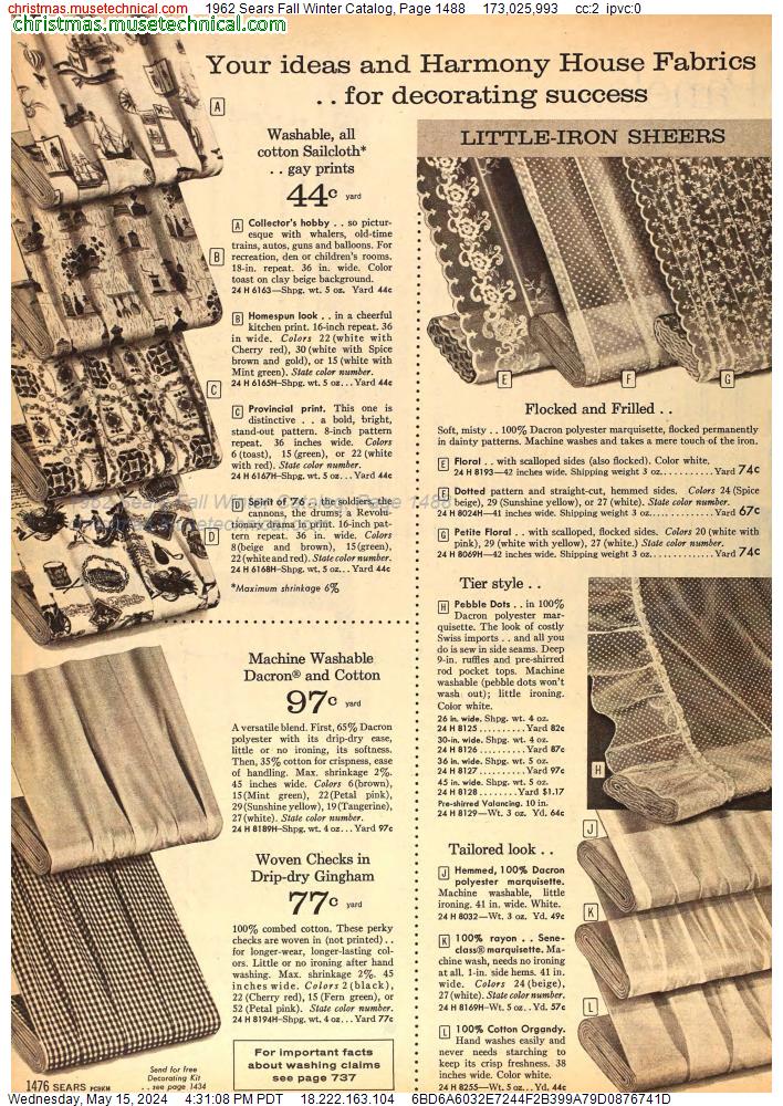 1962 Sears Fall Winter Catalog, Page 1488