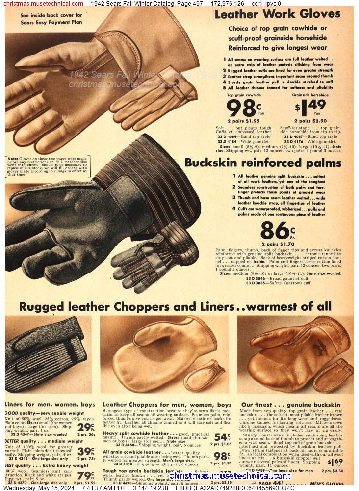 1942 Sears Fall Winter Catalog, Page 497