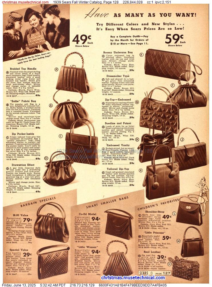 1939 Sears Fall Winter Catalog, Page 128