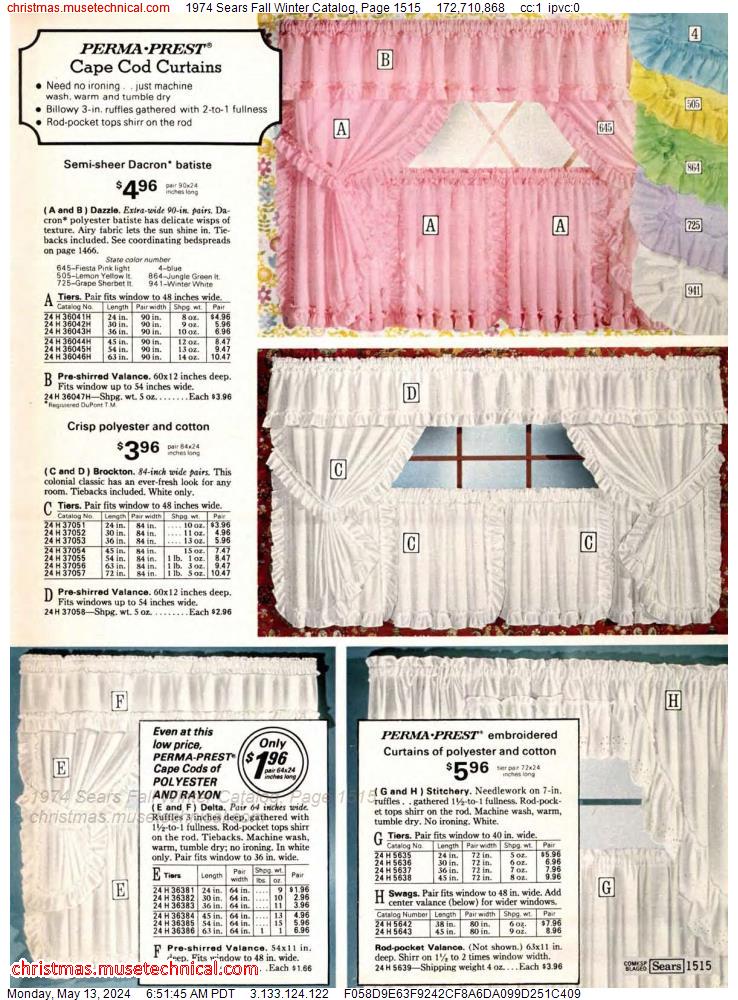 1974 Sears Fall Winter Catalog, Page 1515