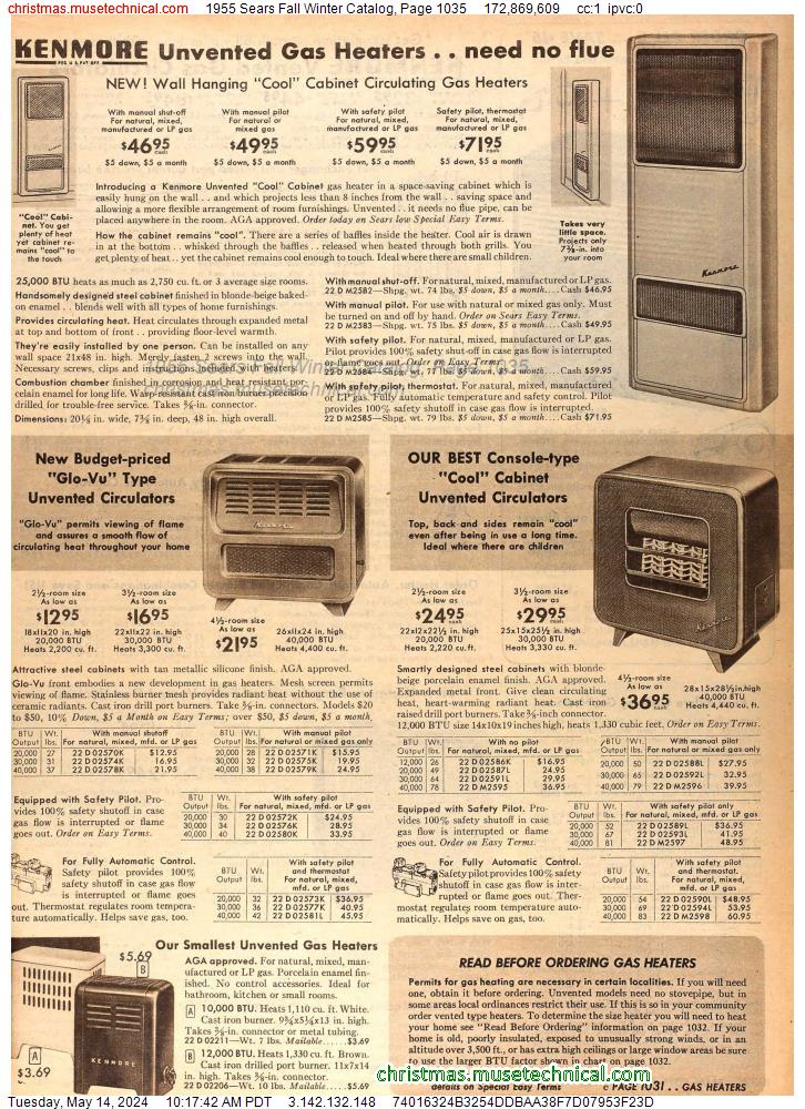1955 Sears Fall Winter Catalog, Page 1035