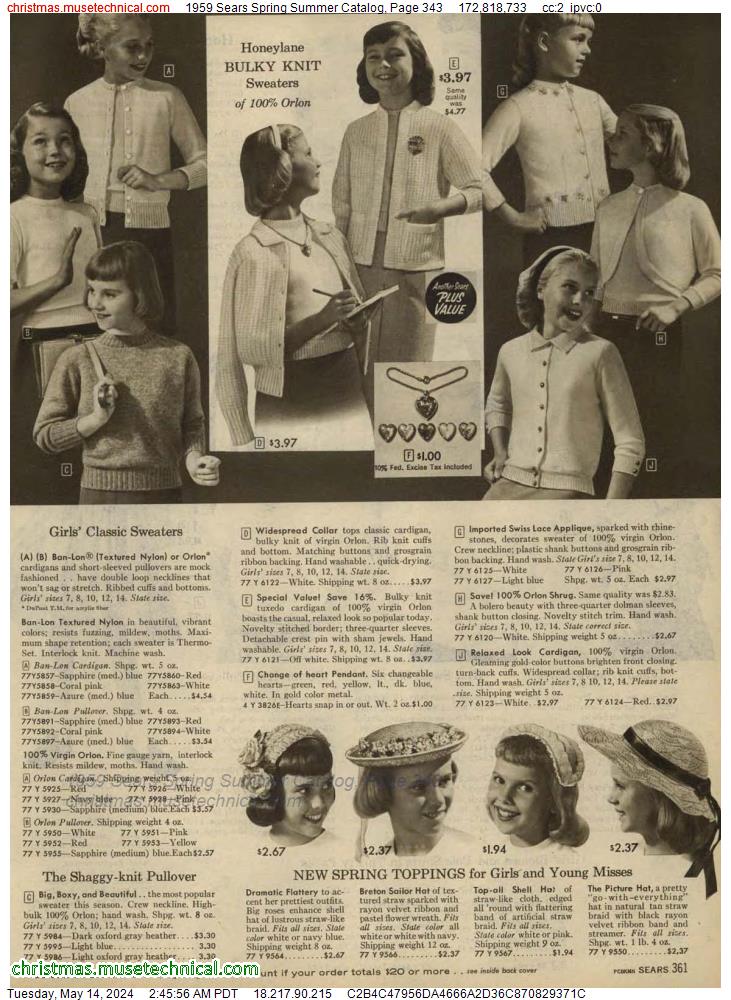 1959 Sears Spring Summer Catalog, Page 343