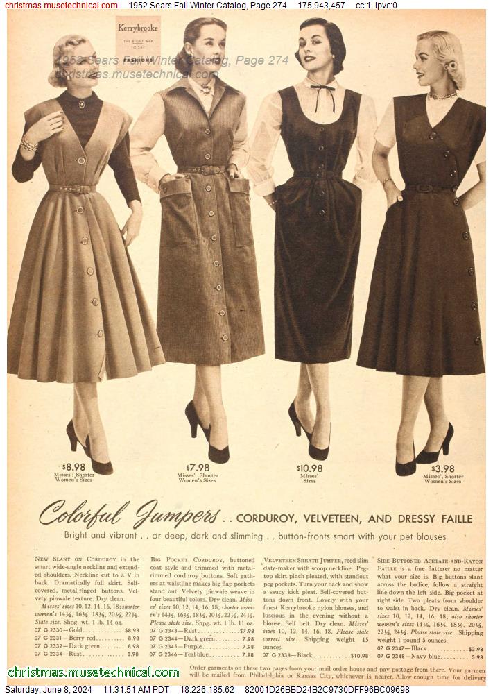1952 Sears Fall Winter Catalog, Page 274