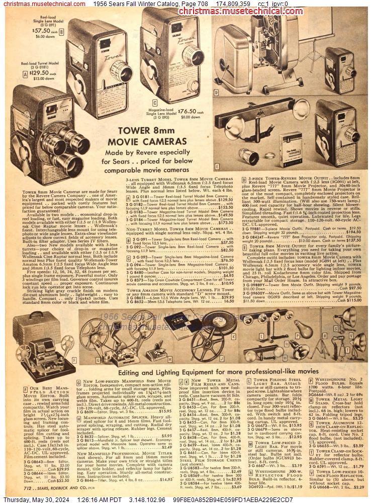 1956 Sears Fall Winter Catalog, Page 708