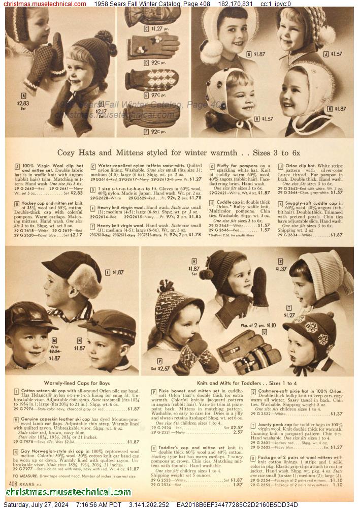 1958 Sears Fall Winter Catalog, Page 408