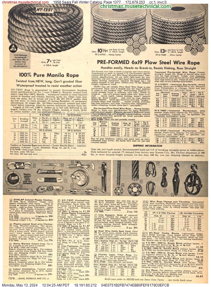 1956 Sears Fall Winter Catalog, Page 1377