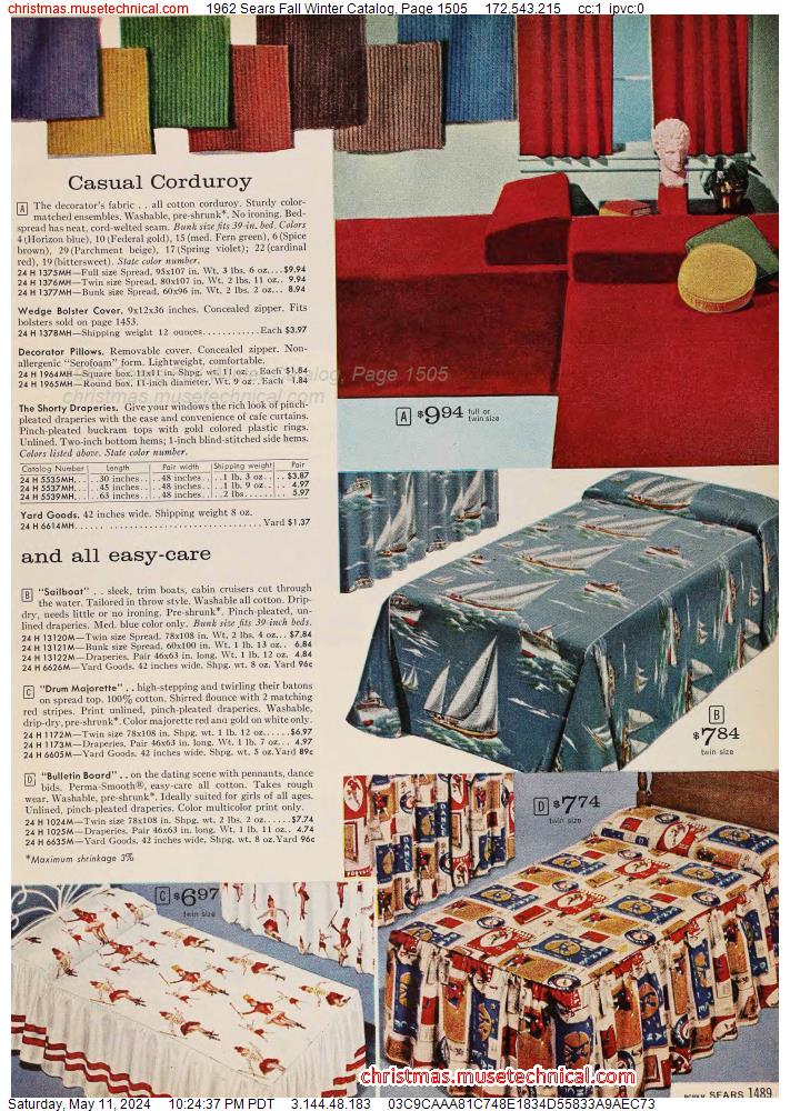 1962 Sears Fall Winter Catalog, Page 1505
