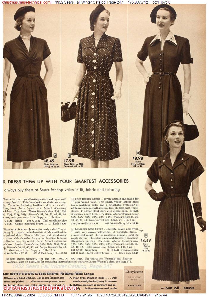 1952 Sears Fall Winter Catalog, Page 247