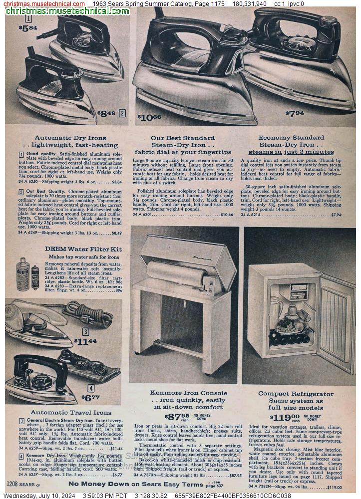 1963 Sears Spring Summer Catalog, Page 1175